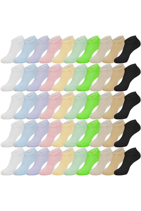 100 Pairs Womens Low Cut Ankle Socks Colorful Lightweight Ankle Socks Athletic Casual Bulk Socks for Women Teens