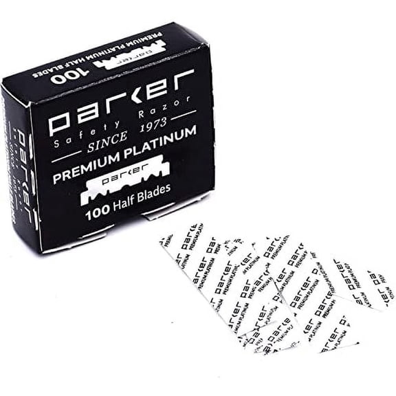 100 Parker Premium Platinum 1/2 Blades - for Professional Barber Razors, Shavette Razors and Disposable Blade Straight Razors
