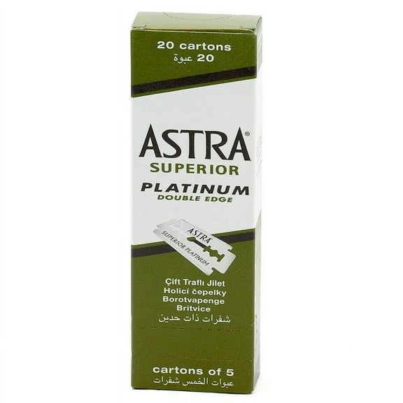100 Pc Astra Superior Platinum Double Edge Shaving Razor Blades