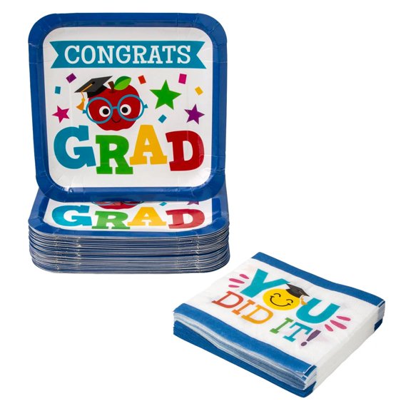 100 Pc. Elementary Congrats Grad Disposable Tableware Set for 50 Guests