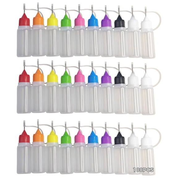 100 Pcs 0.34oz Needle Tip Glue Bottles, Precision Tip Craft Bottles with Fine Tips