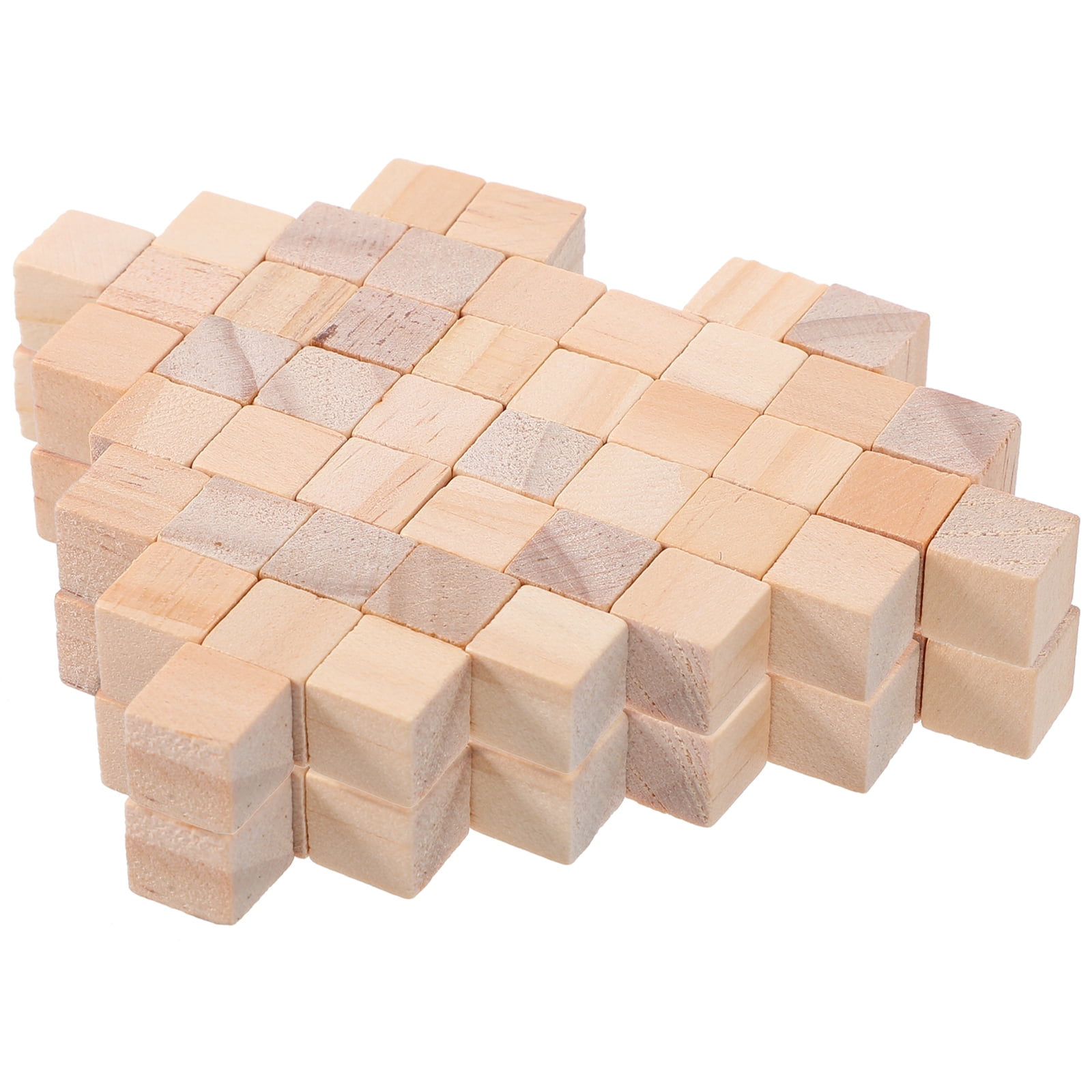 100 Pcs 0.39 Inch Wooden Building Blocks Stacking Game, Wooden Blocks Set Counting Blocks Learning Educational Toys for Math Girls Boys