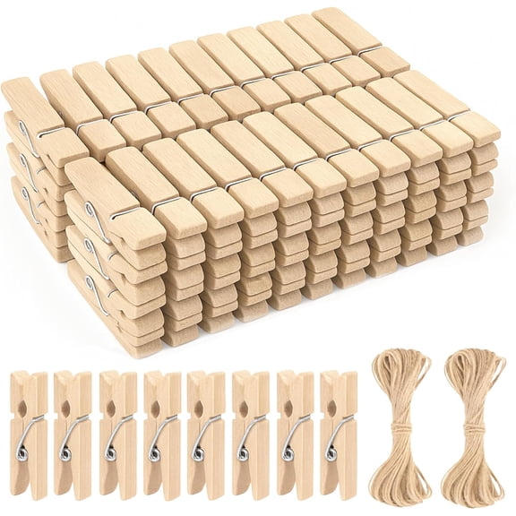 100 Pcs 1.4 Inch Mini Wooden Clothespins Small Clothes Pins Natural Clips Crafts Photo Displays
