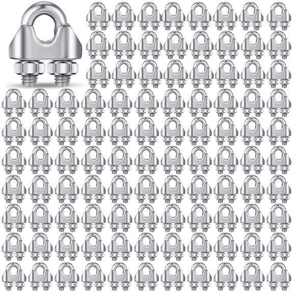 100 Pcs 1/8 Inches M3 Stainless Steel Cable Wire Rope Clip Large U Bolt ...