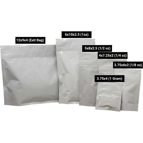 100 Pcs 1 Gram White Child Resistant 3.75"x4" 3 Seal Flat Pouch Smell Proof Bags