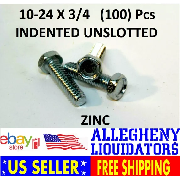 (100 Pcs) 10-24 X 3/4" Unslotted Indented Zinc Hex Head Machine Screws Nh