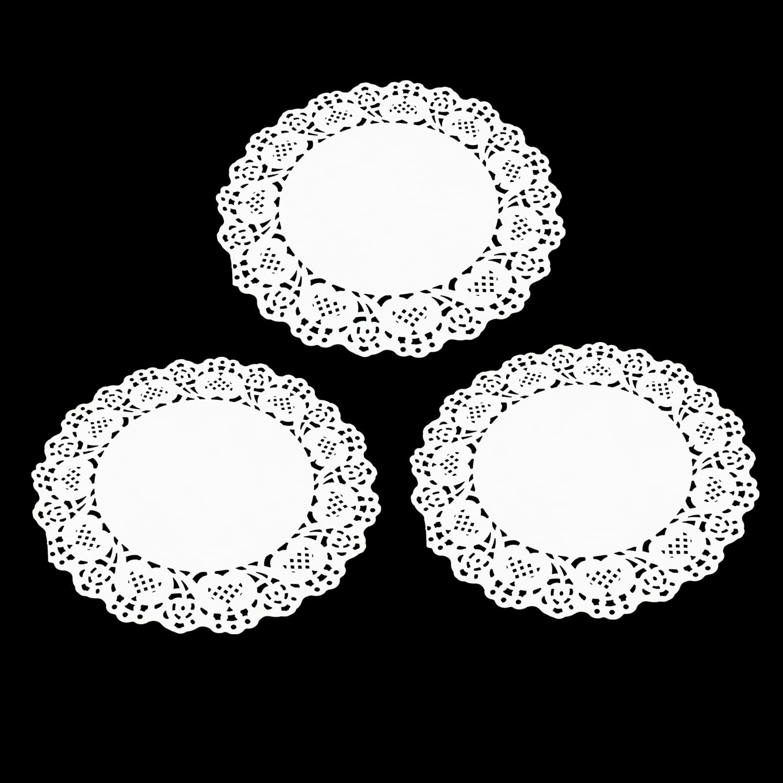 100 Pcs 10.5 White Lace Paper Doilies Elegant Disposable Placemats