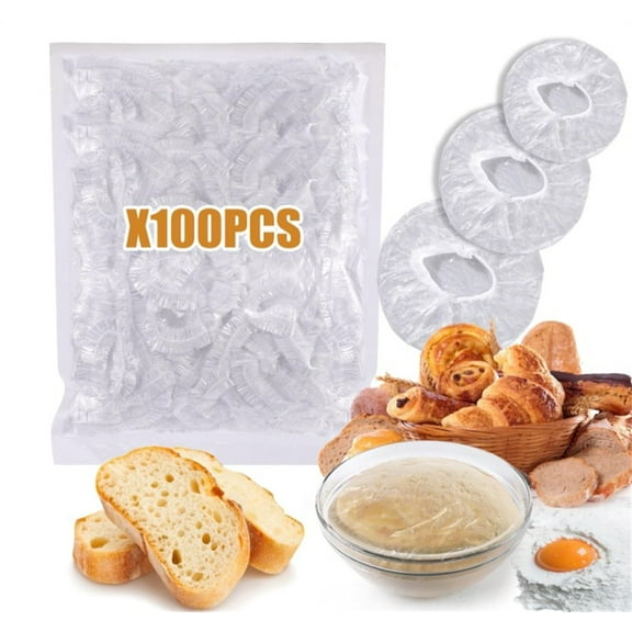 100 Pcs 10 Inch Elastic Food Covers,Bowl Covers for Bread Proofing,Reusable Plastic Bowl Cover for Rising,Bread Proofing Cover,Sourdough Bread Baking Supplies (Clear)