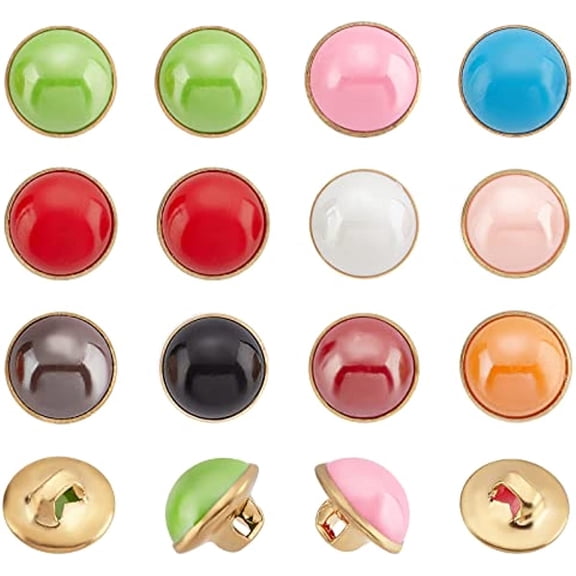 100 Pcs 10mm Brass Resin Shank Buttons 10 Colors Half Domed Sewing Buttons Half Ball Buttons Single Hole Buttons for Crafts Clothes