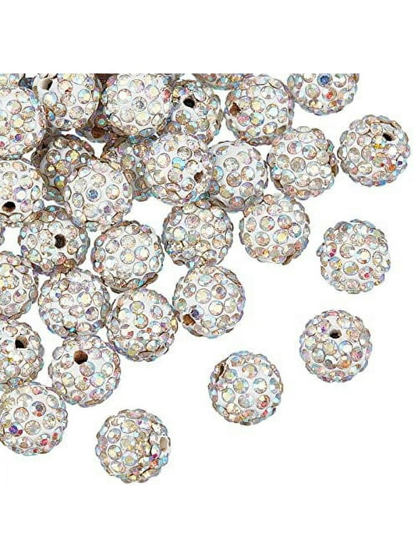 100 Pcs 10mm Clay Pave Disco Ball Czech Crystal Rhinestone Beads Charm Round Spacer Bead for Jewelry Making Crystal AB