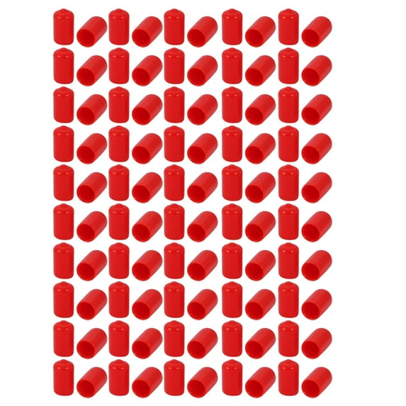 100 Pcs 10mm Inner Dia Vinyl End Cap Bolt Screw Thread Protector Red