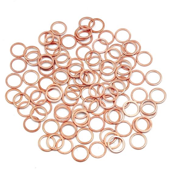 100 Pcs 10mm Inner Diameter Copper Washers Flat Sealing Gasket Ring for Car