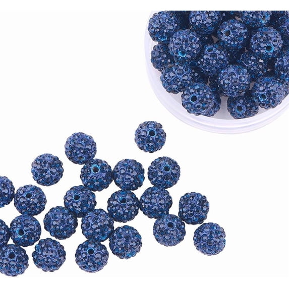 100 Pcs 10mm Montana Shamballa Pave Disco Ball Clay Beads Polymer Clay Rhinestone Beads Round Charms Jewelry Makings Polymer Clay+Glass Rhinestone