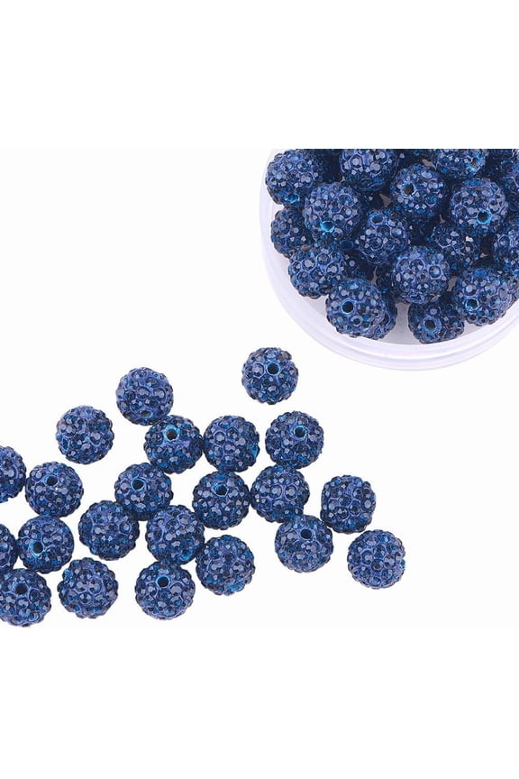 100 Pcs 10mm Montana Shamballa Pave Disco Ball Clay Beads Polymer Clay Rhinestone Beads Round Charms Jewelry Makings Polymer Clay+Glass Rhinestone