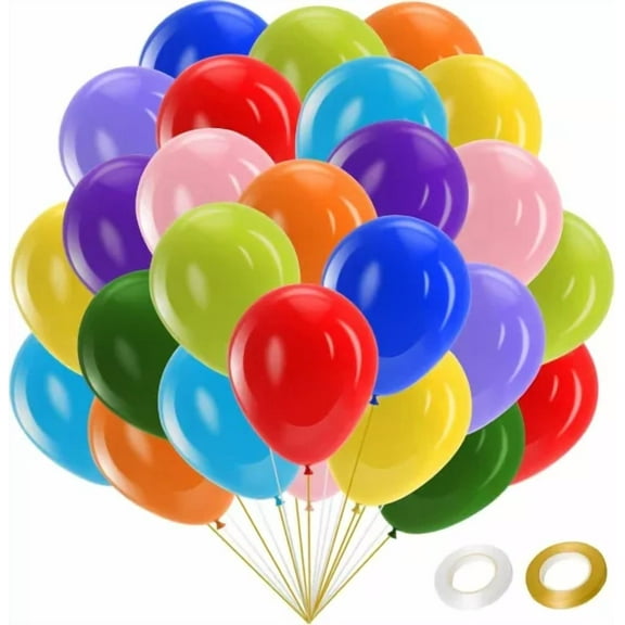 100 Pcs 12-Inch Rainbow Latex Balloons Colorful Party Decor For Birthday Wedding