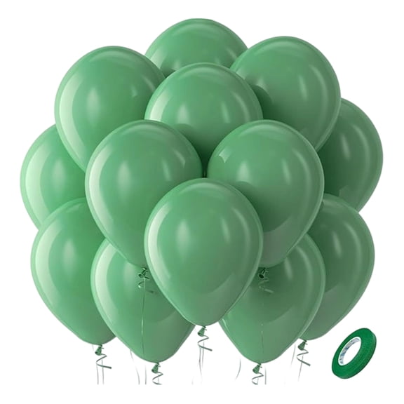 100 Pcs 12 Inch Sage Green Latex Balloons, Helium Party Balloons with Ribbon, Thick Durable Balloons for Wedding, Birthday, Baby Shower, Graduation Decor (Sage Green)