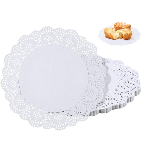 12 Inch Round Paper Doilies for Food, 100 Pcs Disposable Lace Placemats for Cakes Desserts Cookies, Bulk White Doilies for Tables Crafts Parties