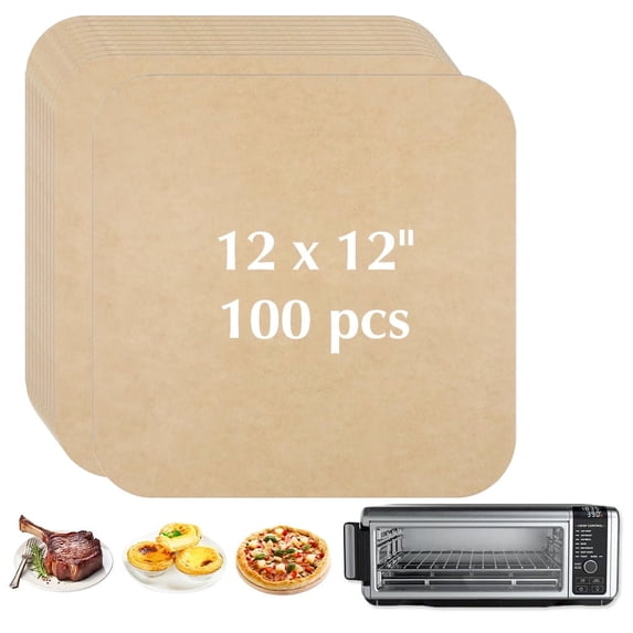 100 Pcs 12-inch Air Fryer Parchment Paper Liners - Non-Stick Unbleached Pre-Cut Squares for Ninja SP101 SP151 SP351 SP201 SP301, Safe & Disposable Air Fryer Paper Liner Sheets