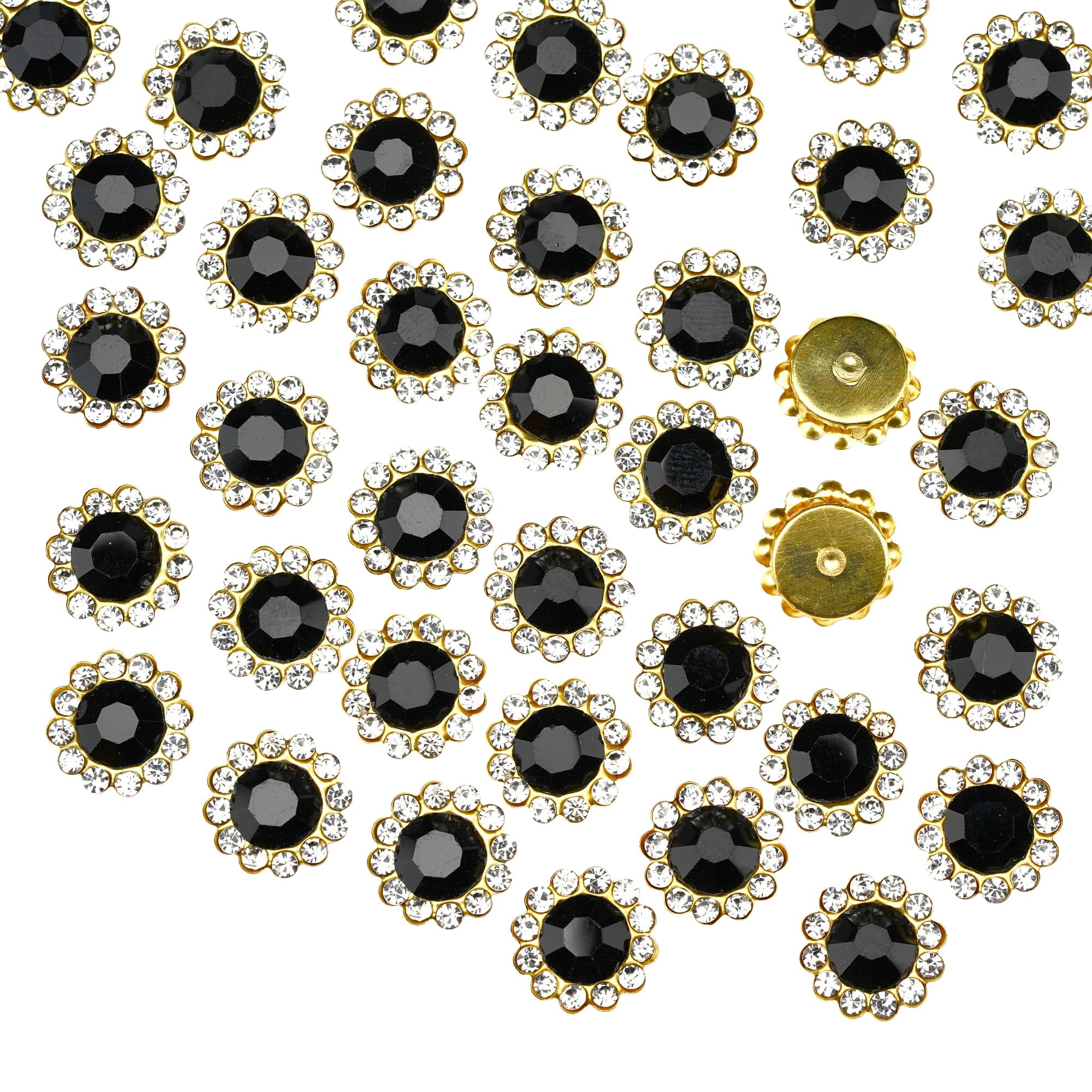 100 Pcs 12MM Sew on Rhinestones Crystals Glass Metal Base Sewing Flower