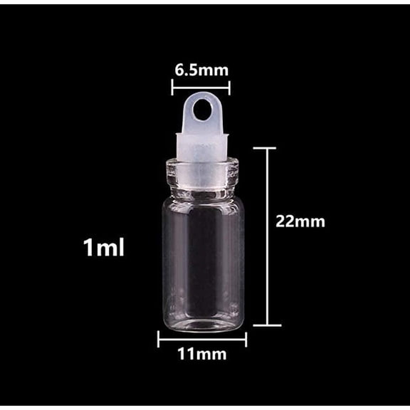 100 Pcs 1ml Clear Glass Mini Bottles with Plastic Stopper DIY Party Favors 1 Pack