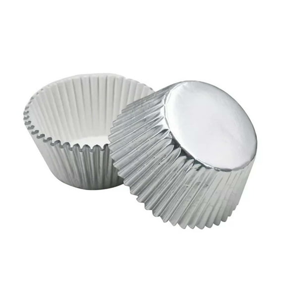 100 Pcs 2.95" Foil Standard Cupcake Liners, Greaseproof Non-stick Muffin Liners, Foil Baking Cups for Christmas Decorations, Birthdays, Festivals, Weddings, Party, Silver