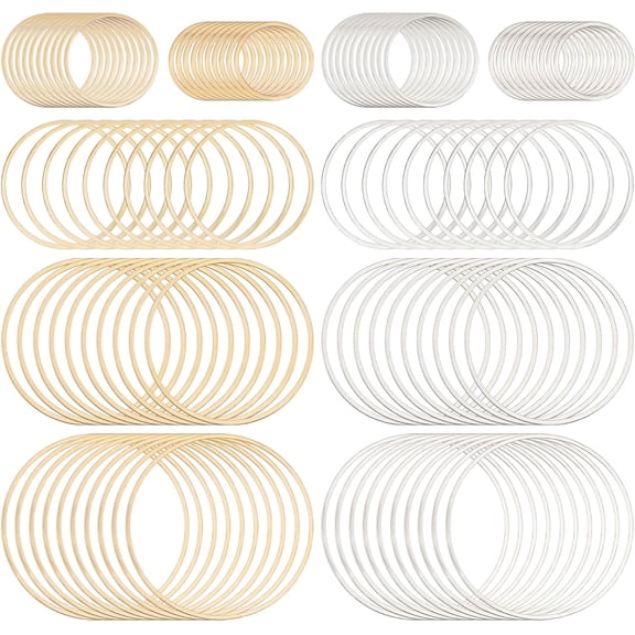 100 Pcs 2 Color Open Bezel Charm Brass Hollow Frame Pendant Round Linking Rings Circle Charms for Resin Jewellery Making DIY Earring Keychain Necklace Kit colorful