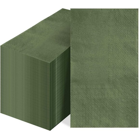 100 Pcs 2-Ply Green Napkins Paper Napkins Disposable Guest Hand Towels for Bathroom Dinner Wedding Baby Shower Party Guest Bathroom Napkins