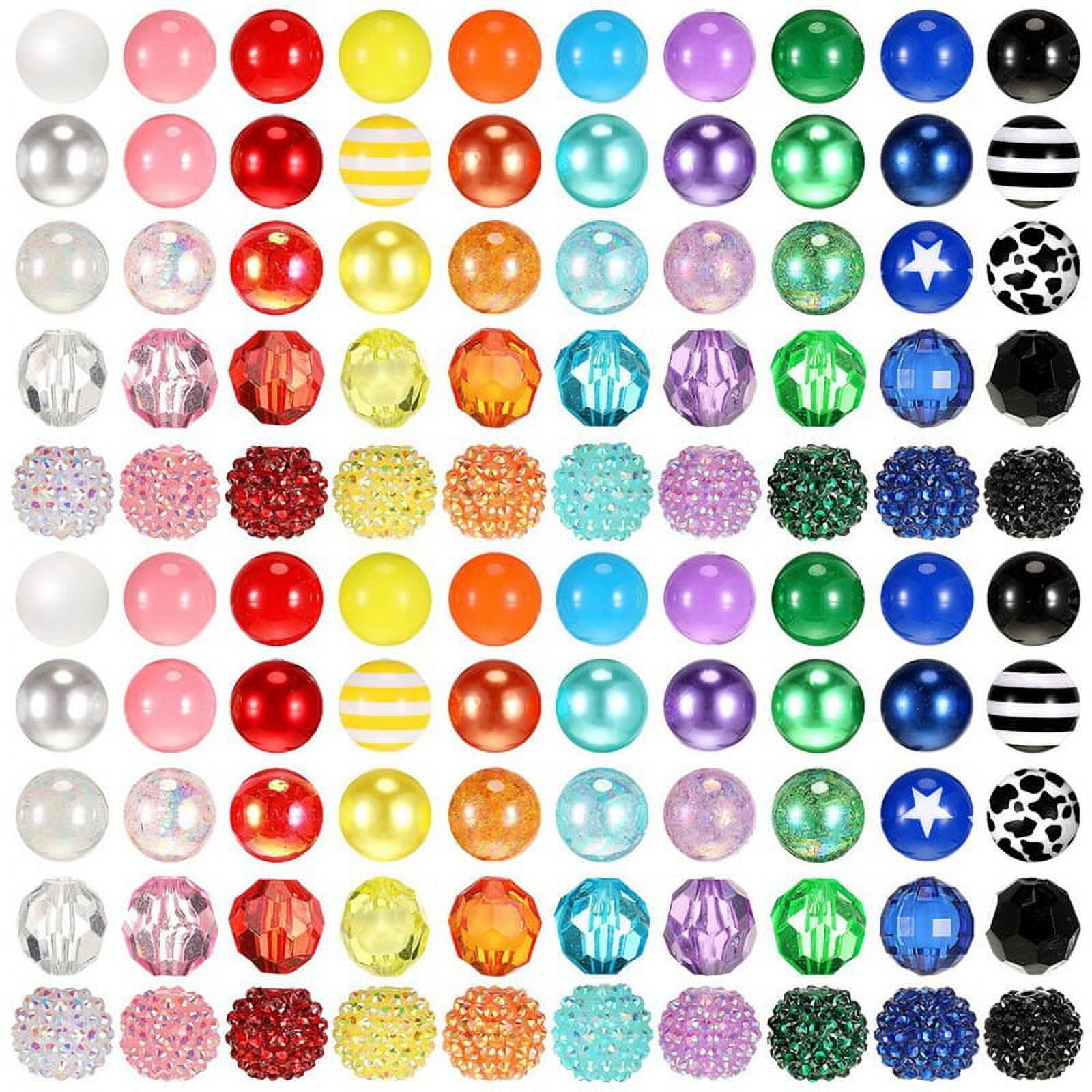 100 Pcs 20mm Beads for Pens Rhinestone Bubblegum Beadable Keychains DIY Craft Pen Jewelry Making