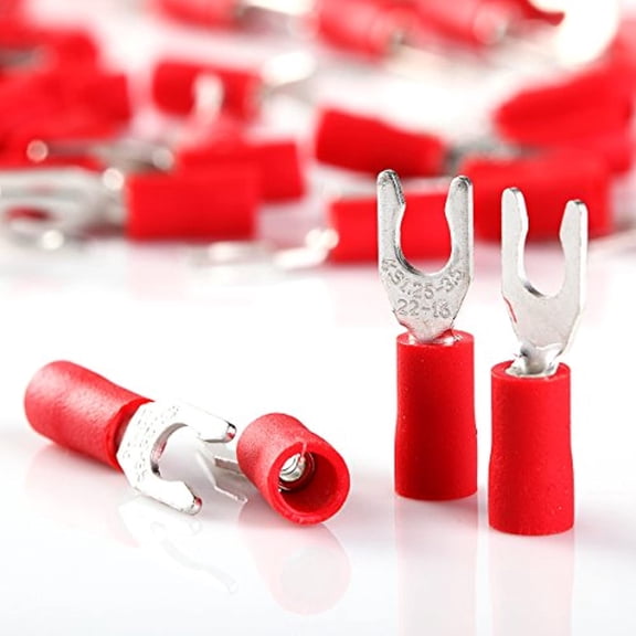 100 Pcs 22-18 AWG Vinyl Locking Spade Terminal #6