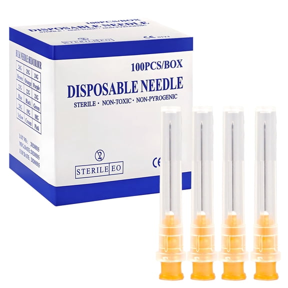 100 Pcs 25Ga 1inch/25mm Laboratory Tools Individually Sealed Injection Needle with Cap for Scientific and Industrial Dispensing Needle Accessories, Luer Lock Industrial Accessories