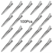 100 Pcs 3.5 Inch Silver Metal Duck Billed Alligator Hair Clips with Holes, Reusable Salon Styling Clips for Hair Coloring, Rollers, Thick & Thin Hair for Women