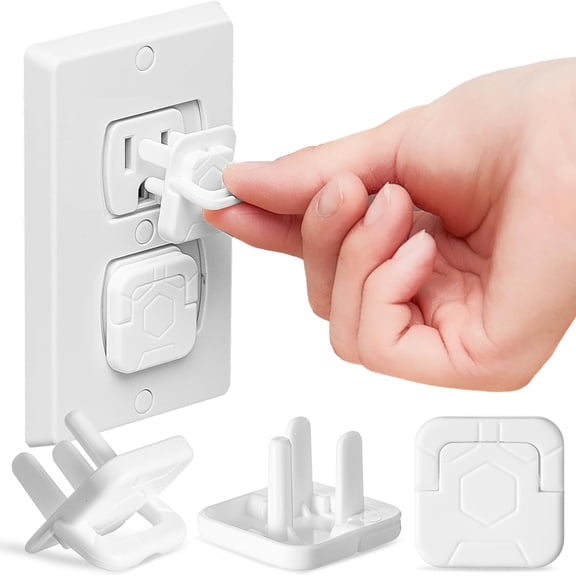 100 Pcs 3-Prong Outlet Covers White Baby Proofing Kit Improved U-Ring Handle Socket Protectors for Home Office