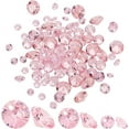 thumbnail image 1 of 100 Pcs 3 Sizes Pink Faceted Beads 4/6/8mm Flat Round Charm with Holes Pre-Punched Cubic Craft Beads for Bracelet Necklace Earring Jewelry Making Pendants, 1 of 9