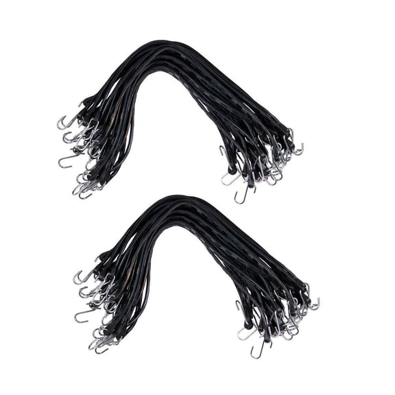(100 Pcs) 30" EPDM Adjustable Tarp Bungee Straps w/ S Hook -Water & UV Resistant - Tarp Straps Ideal for Secruing Tarps, Cargo, Motorcycle
