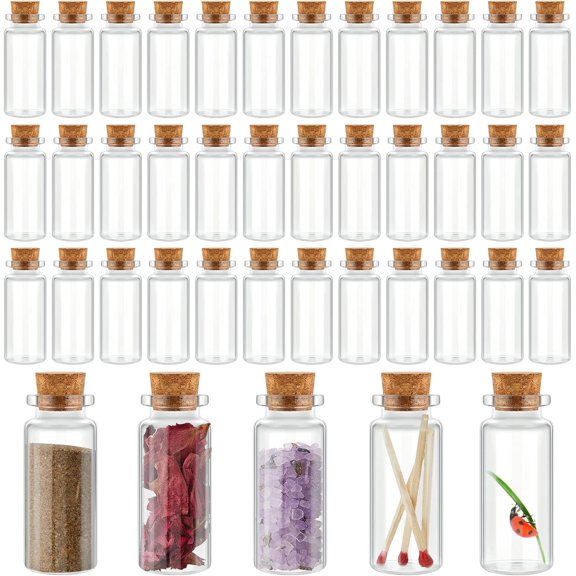 100 Pcs 30 ml Mini Glass Bottles with Wood Cork Stoppers, Valentines Day Gift, Mini Potion Glass Vials Small Clear Bottles Wishing Message Spell Tiny Jars for Valentines Decoration Wedding DIY