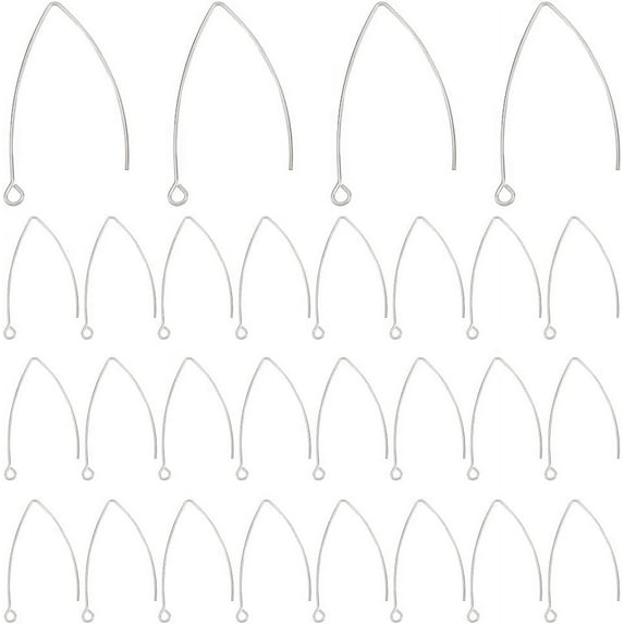 100 Pcs 304 Stainless Steel Earring Hooks Ear Wire 41x22x1mm for Jewelry Making 1box