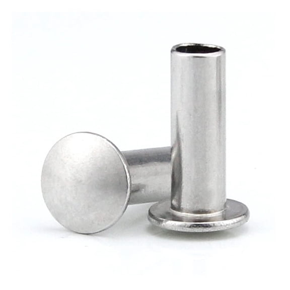 100 Pcs 304 Stainless Steel Flat Round Head Semi-Hollow Shank Rivets M2.5x14mm