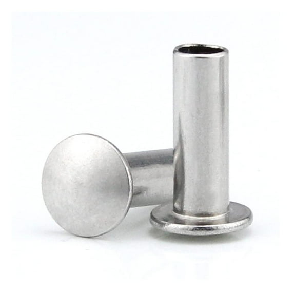 100 Pcs 304 Stainless Steel Flat Round Head Semi-Hollow Shank Rivets M2x15mm