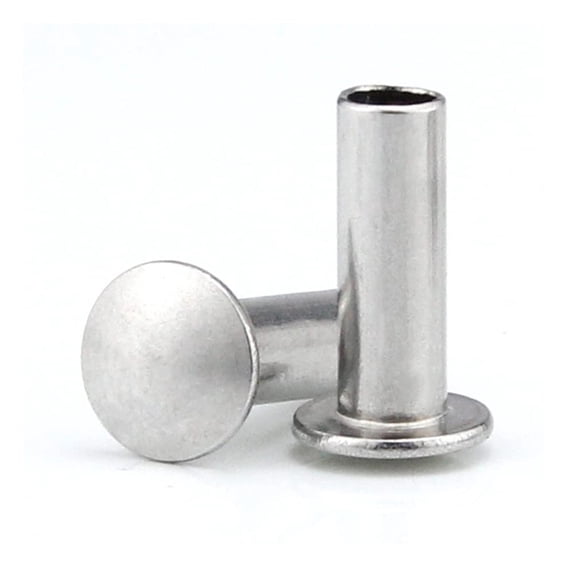 100 Pcs 304 Stainless Steel Flat Round Head Semi-Hollow Shank Rivets M3x13mm
