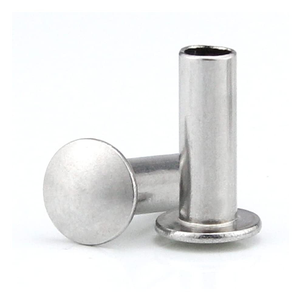 100 Pcs 304 Stainless Steel Flat Round Head Semi-Hollow Shank Rivets ...