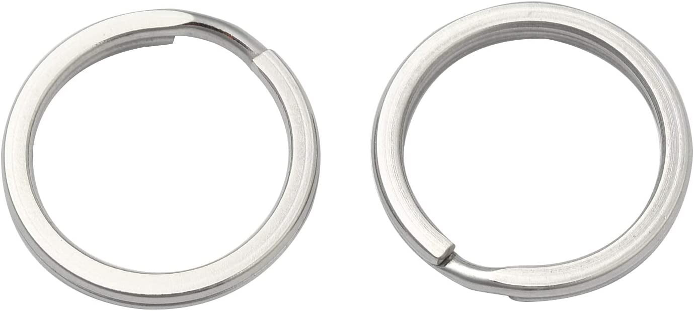 100 Pcs 304 Stainless Steel Round Flat Key Chain Rings Metal Split Ring ...