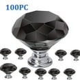 thumbnail image 1 of 100 Pcs 30mm Diamond Shape Crystal Cabinet Pulls, Cupboard Drawer Knob, Kitchen Cabinet Door Wardrobe Handles, Furniture Hardware Handles for Kitchen, Dresser, Cupboard, Bathroom, Wardrobe(Black), 1 of 8