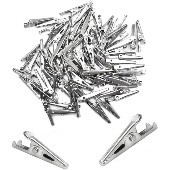 100 Pcs 35mm Alligator Clips, Small Metal Clips, Multipurpose Utility Clamps for Crafts, Photos, Hair, Home Office Organization, DIY Projects and Bulletin Boards