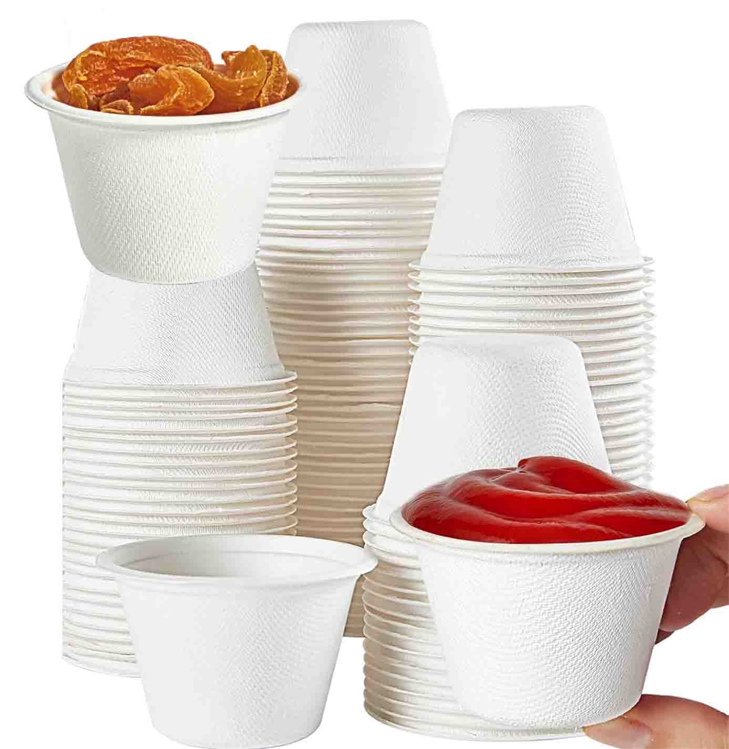 100 Pcs 4 oz Paper Souffle Portion Cups,Compostable Portion Cups ...