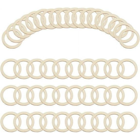 100 Pcs 40mm Unfinished Wood Pieces Rings Shape White Circle Ornaments Wood Linking Rings Blank Wooden Slices for Painting Pyrogray Christmas Home Decor 30mm Inner Diameter