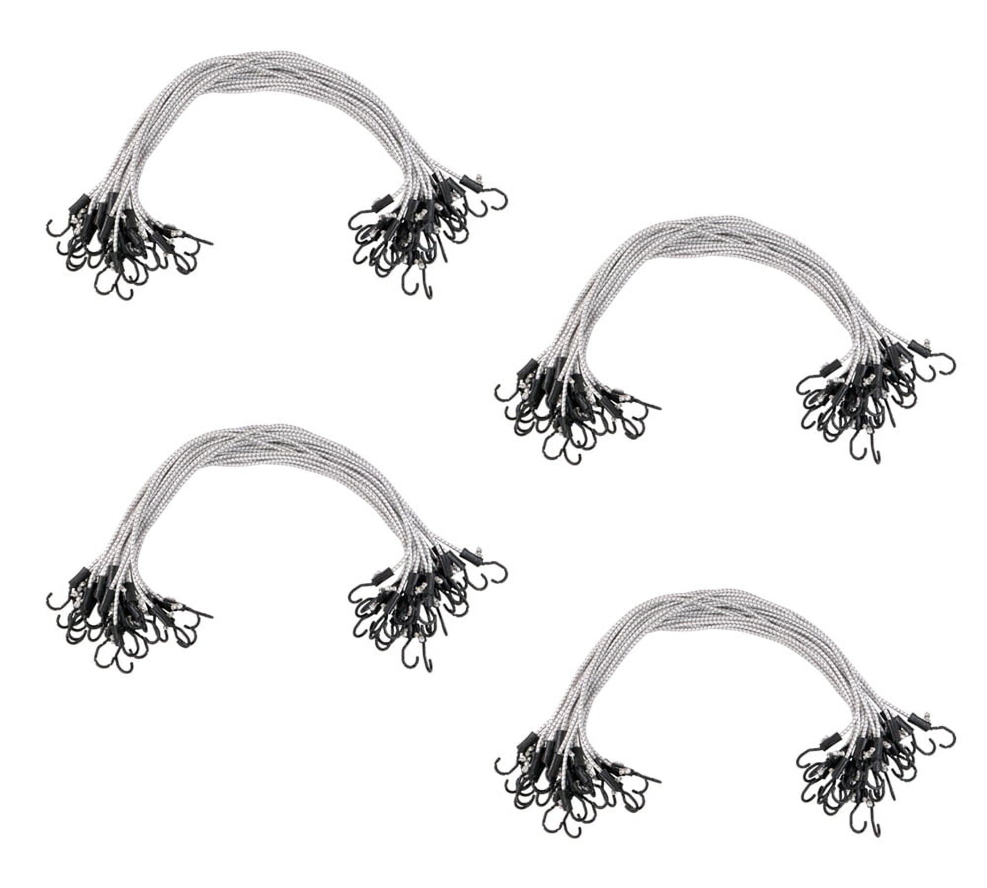 (100 Pcs) 48” Heavy Duty Adjustable Bungee Cords with hook - Polypropylene (PP) Bungee Cords for Outdoor Camping, Household - Extendable upto 72 inches