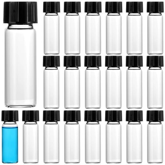 100 Pcs 4ml Glass Vial Set, Clear Mini Bottles with Screw Lids, Small Empty Glass Containers for Essential Oils, Perfume Samples, Chemical Storage, Lab Use
