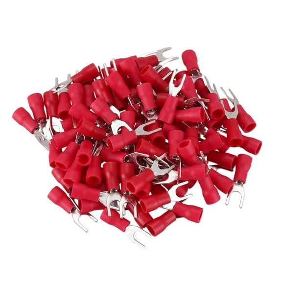 100 Pcs 4mm Fork AWG 22-16 Insulated Terminal Cable Lug
