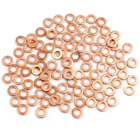 100 Pcs 4mm Inner Diameter Copper Washers Flat Sealing Gasket Ring for Car