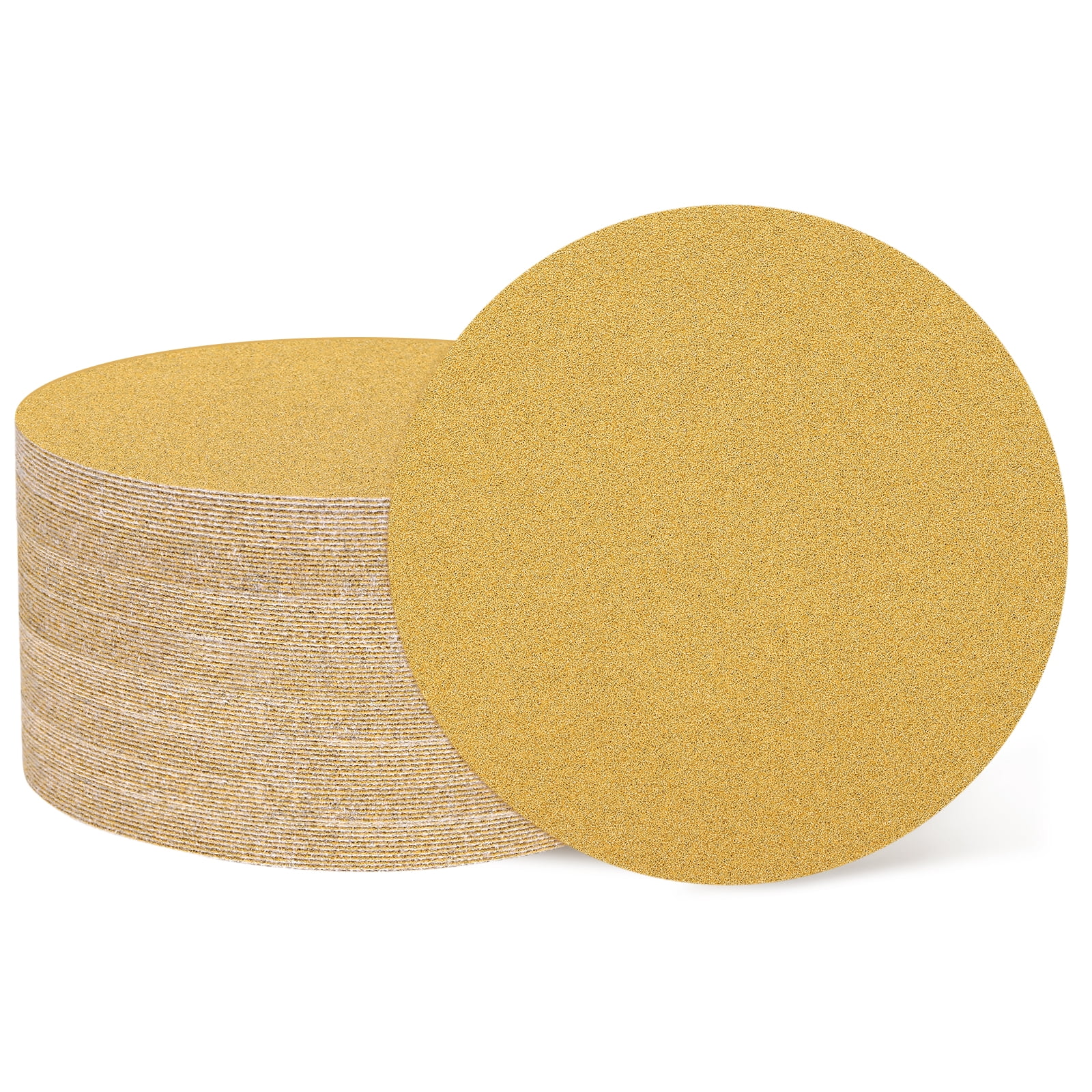 100 Pcs 5 Inch Sanding Disc 100 Grit Hook and Loop Sandpaper Random Orbital Sander Pads for Woodworking Automotive, Gold